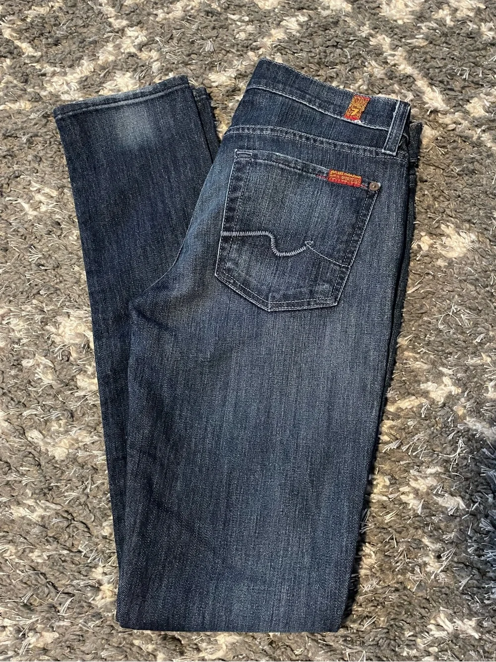 7 For All Mankind Women's Dark Indigo Skinny Jeans